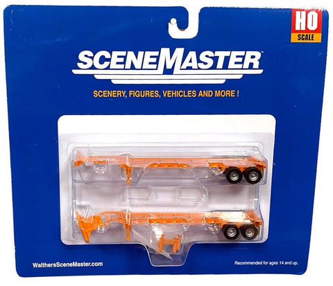 HO Scale Walthers SceneMaster 949-4552 Orange 40' Container Chassis 2-Pack