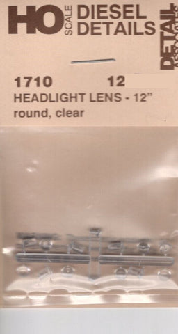 HO Scale Detail Associates 1710 Headlight Lens - 12" Round, Clear 12/Pkg