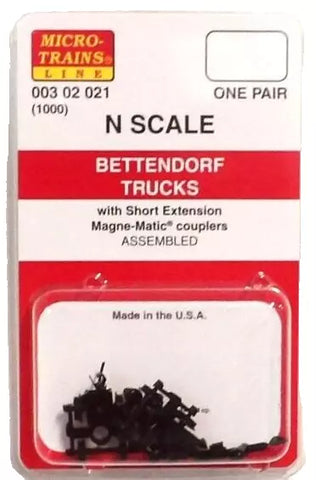 N Scale Micro Trains 302021 Bettendorf Trucks w/Assemble Short Couplers (1) Pair