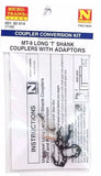 N Scale Micro Trains 130014 Unassembled MT-9 Long T Shank Coupler w/Adaptors 2pr