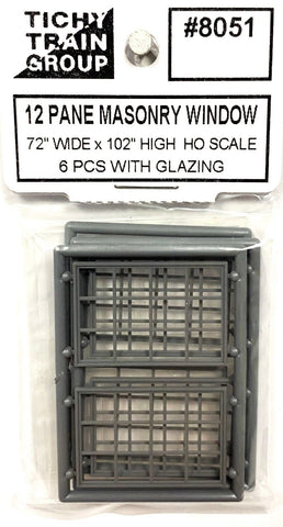 HO Scale Tichy Train Group 8051 12-Pane 72" x 102" Masonry Windows pkg (12)