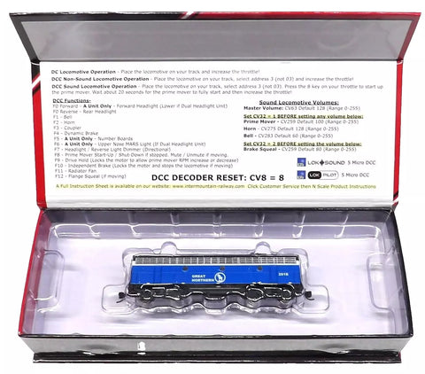 N Scale Intermountain 69725-03 Great Northern Big Sky Blue F7b 281-B DCC Ready