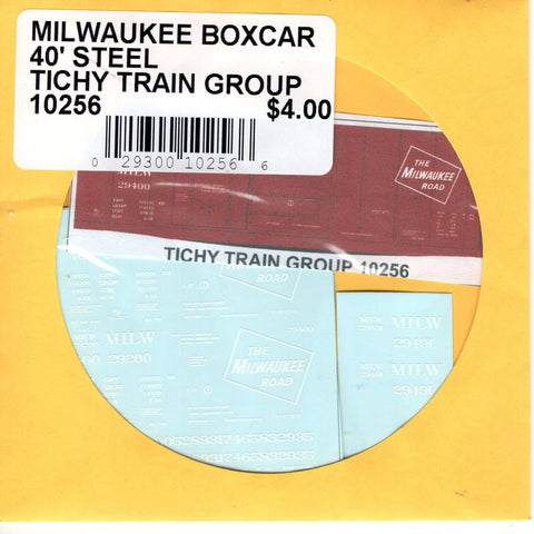 HO Scale Tichy Train 10256 Milwaukee Box Car 40' Steel Decal Set