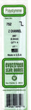 Evergreen 752 Styrene Z Channel Strips 14" .080" 2mm pkg (4)
