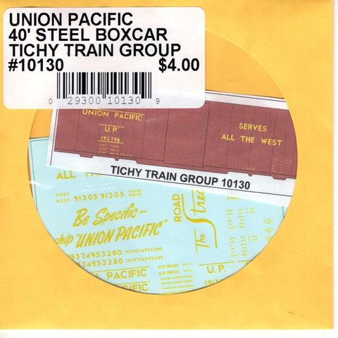 HO Scale Tichy Train 10130 UP Union Pacific 40' Steel Boxcar Decal Set