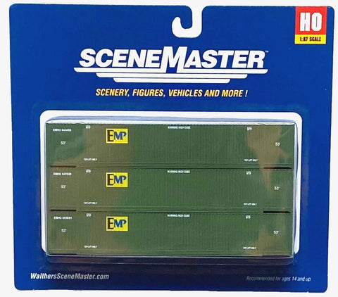HO Scale Walthers SceneMaster 949-18502 Green EMP 53' Singamas Container (3) pcs