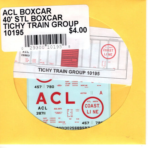 HO Scale Tichy Train 10195 ACL 40' Steel Boxcar Decal Set