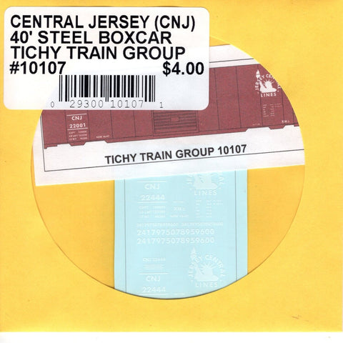 HO Scale Tichy Train 10107 Central Jersey (CNJ) 40' Steel Boxcar Decal Set