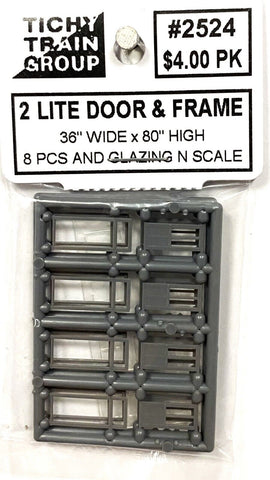 N Scale Tichy Train Group 2524 2-Lite 36" X 80" Door w/Separate Frame (4) pcs