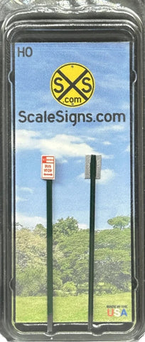 HO Scale ScaleSigns.com 1901v3 No Parking Bus Stop Street Sign (2) pcs