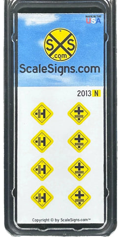 N Scale ScaleSigns.com 2013 Railroad Crossing at Intersection Road Sign (8) pcs
