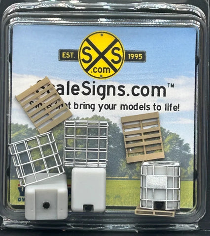 HO Scale ScaleSigns.com 21012 250 Gallon Water Tanks w/Wood Pallet (3) pcs