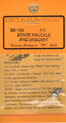 HO Scale Details West SK-196 Spare Knuckle and Bracket Pair