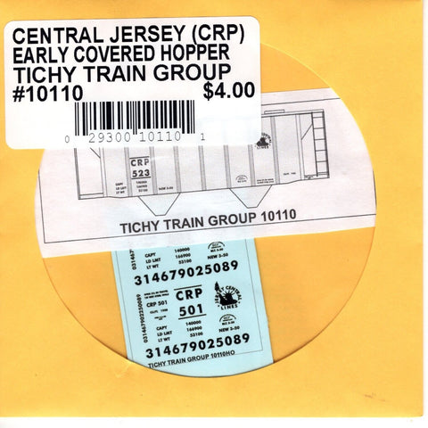 HO Scale Tichy Train 10110 Central Jersey (CRP) Early Covered Hopper Decal Set