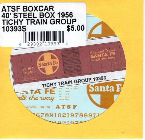 S Scale Tichy Train 10393S Santa Fe ATSF Boxcar 40' Steel Box 1956 Decal Set