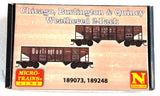N Scale Micro Trains 983 05 089 Burlington CB&Q 33' Rib Side 2-Bay Hopper 2-Pack