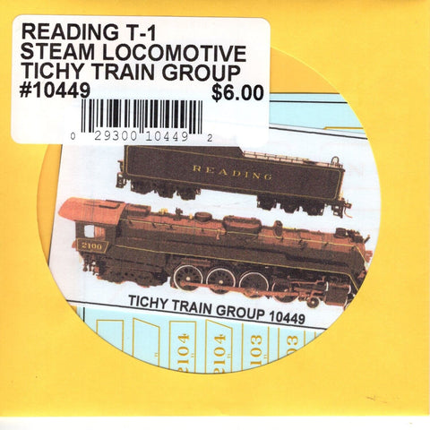 HO Scale Tichy Train 10449 Reading T-1 Steam Locomotive Decal Set