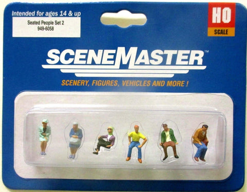 HO Scale Walthers SceneMaster 949-6058 Seated People Set #2 Figure Set (6) pcs