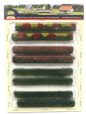 HO Scale JTT Miniature Tree 95515 Green Flowering Hedges 4-1/2 x 3/8 x 5/8 (8) pcs