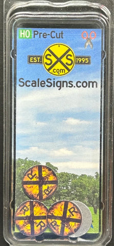 HO Scale ScaleSigns.com 2001P Pre-Cut Old Rusty Railroad Crossing Sign (4) pcs