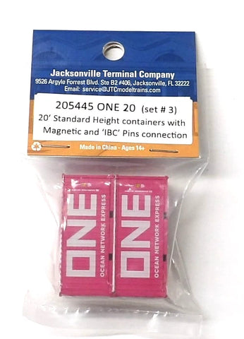 N Scale Jacksonville Terminal 205445 ONE (FBIU) Pink 20' Corrugated Container #3