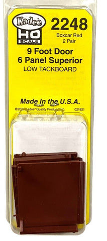 HO Scale Kadee 2248 9' Superior 6 Panel Boxcar Red Doors Low Tack Board (2)pr