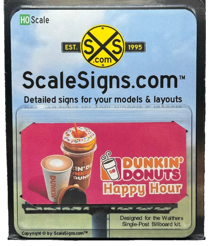 HO Scale ScaleSigns.com 160701 Dunkin Donuts Sign for Walther Billboard Kit