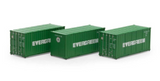 HO Scale Athearn 27785 Everrgreen ESIU 20' Corrugated Container Set #1 (3) pk
