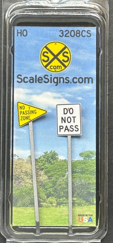 HO Scale ScaleSigns.com 3208cs No Passing Zone + Do Not Pass Sign (1) pcs ea