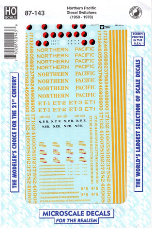 HO Scale Microscale 87-143 NP Northern Pacific Diesel Switchers 1950-70 Decal