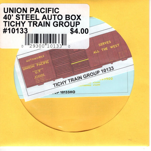 HO Scale Tichy Train 10133 UP Union Pacific 40' Steel Auto Box Decal Set