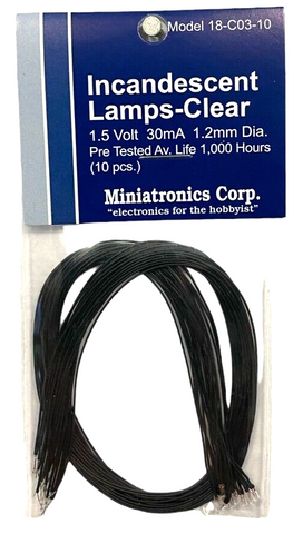 Miniatronics 18-C03-10 1.5V 30mA 1.2mm Diameter Clear Bulbs pkg (10)