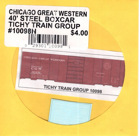 N Scale Tichy Train Group 10098N CGW Chicago Great Western 40' Boxcar Decal