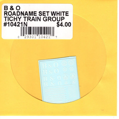 N Scale Tichy Train 10421N Baltimore & Ohio (B&O) Roadname Set White Decal Set