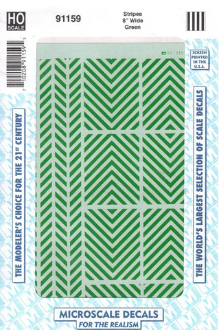 HO Scale Microscale 91159 Green 45 Degree Angle Barricade Stripes Decal Set