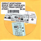 HO Scale Tichy Train 10451 GN Great Northern Scale Test Car Black Decal Set