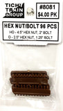 HO Scale Tichy Train Group 8081 4.5" Hex Nut on Bolt pkg (96)