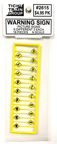 N Scale Tichy Train Group 2615 Yellow Picture Warning Signs pkg (18)