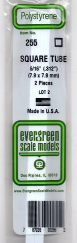Evergreen 255 Styrene 14" Square Tubing .312" pkg(2)
