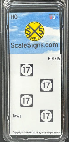 HO Scale ScaleSigns.com 1715 Iowa "17" State Highway/Route Sign (4) pcs