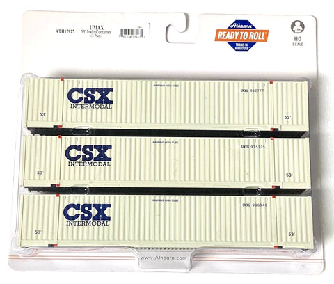 HO Scale Athearn 17927 UMAX ex-CSX 53' Corrugated Container (3) pcs