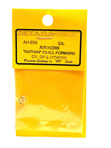 HO Scale Details West AH-254 Nathan Air Horn K3 w/All Bells Forward