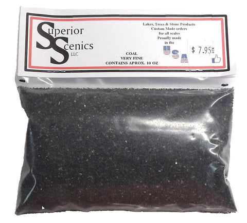 HO Scale Superior Scenics Coal Very Fine Ballast 10 oz Bag