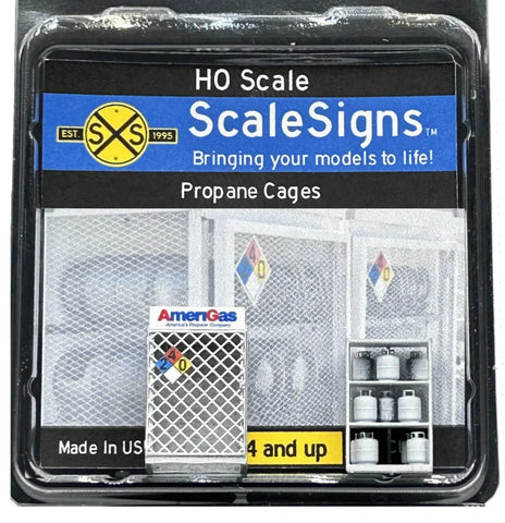 HO Scale ScaleSigns.com 15003 AmeriGas Propane Cage w/Tanks-Bottles