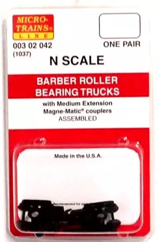 N Scale Micro Trains 302042 Barber Roller Bearing w/Medium Couplers (1) Pair