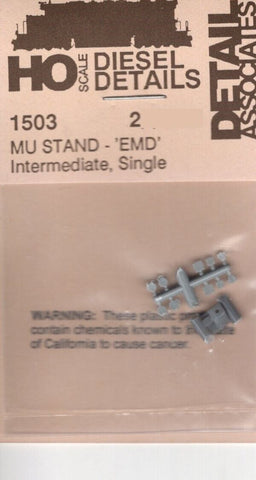 HO Scale Detail Associates 1503 MU Stand - EMD Intermediate, Single 2/Pkg