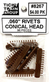 HO Scale Tichy Train Group 8267 .06" Diameter Conical Head Rivet pkg (96)