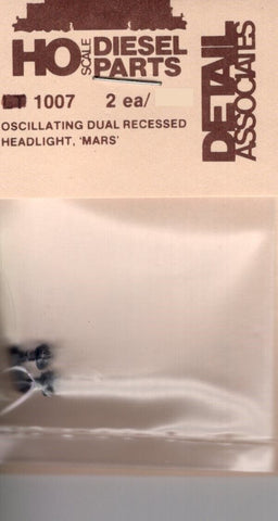 HO Scale Detail Associates 1007 Oscillating Dual Recessed Headlight, Mars 2 Pkg