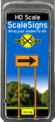 HO Scale ScaleSigns.com 4053c Large Arrow Right Turn Road Sign