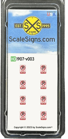 HO Scale ScaleSigns.com 1907v3 No Parking Tow Away Zone Sign (8) pcs